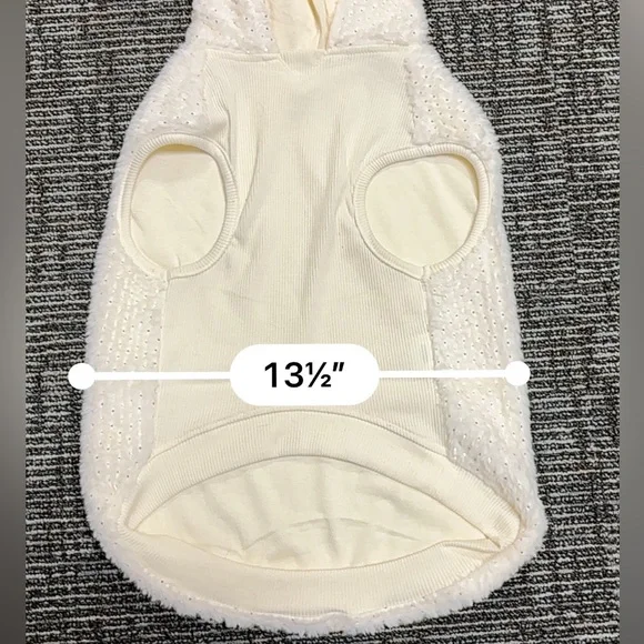 “frisco” Brand Gold Dotted XL Plush Fur Hoodie Offwhite Dog Sweater SKU 224212 - Picture 13 of 17